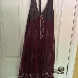 Flowy Burgundy Lace Dress